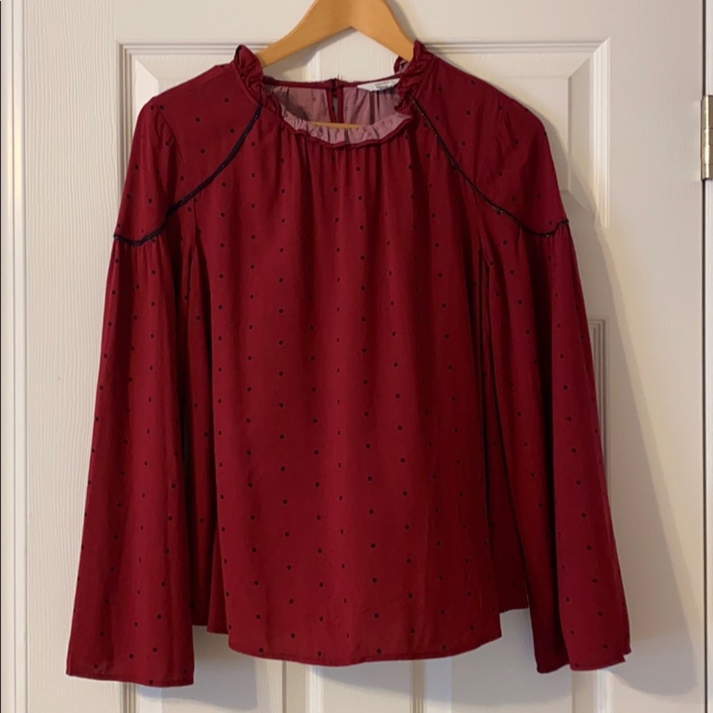 Crown and Ivy polka dotted Fall blouse